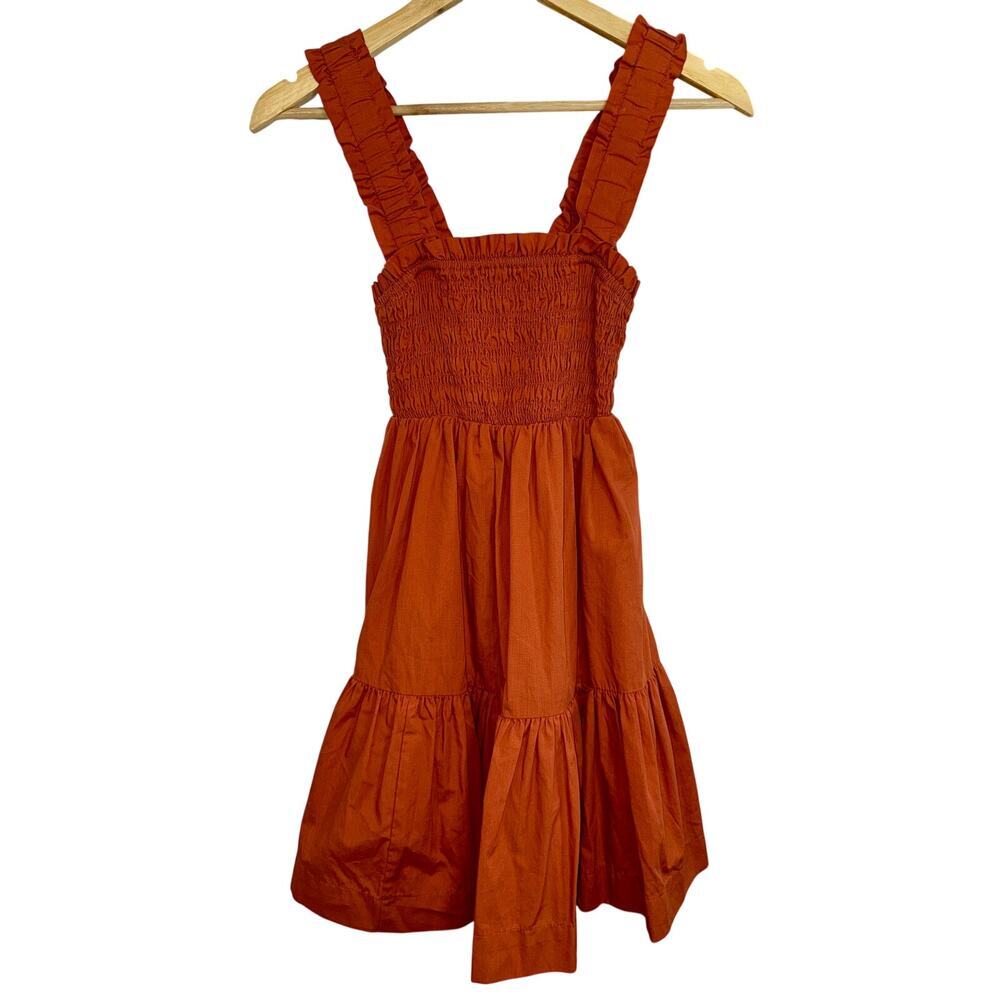 Abercrombie & Fitch Rust Orange Smocked Tiered Sleeveless Mini Dress Womens XS